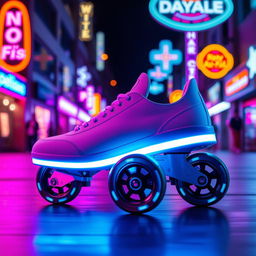 A low-speed speed skate designed like a shoe, featuring four wheels, with a sleek, modern design