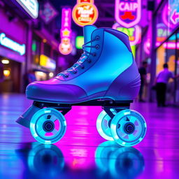 A low-speed speed skate designed like a shoe, featuring four wheels, with a sleek, modern design