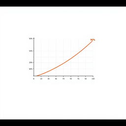 A simple Excel-style graph on a clean white background, featuring a line graph that hovers at 50% on the Y-axis with a very sharp step function increase that escalates dramatically to 90%