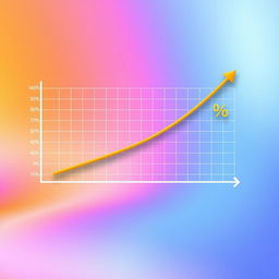 A digital illustration of a graph on a sleek background, featuring a line graph that steadily hovers at 50% on the Y-axis, followed by a sharp step function increase that dramatically escalates to 90% in a quick, vertical leap