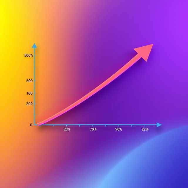 A digital illustration of a graph on a sleek background, featuring a line graph that steadily hovers at 50% on the Y-axis, followed by a sharp step function increase that dramatically escalates to 90% in a quick, vertical leap