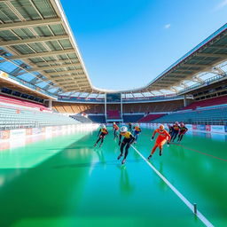 The best inline speed skating rink with a vibrant green smooth floor, perfect for racing