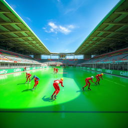 The best inline speed skating rink with a vibrant green smooth floor, perfect for racing