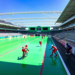 The best inline speed skating rink with a vibrant green smooth floor, perfect for racing
