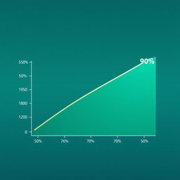 An Excel-style line graph featuring a smooth, flat gradient background that transitions into a steep upward jump in the line from 50% to 90%