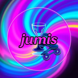 A vibrant, neon-colored round logo featuring the text 'jumis' in the center