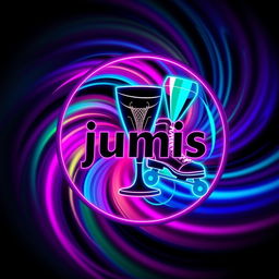 A vibrant, neon-colored round logo featuring the text 'jumis' in the center