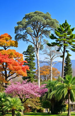 A stunning and diverse collection of trees, showcasing various species from around the world