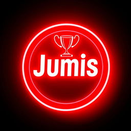 A vibrant, circular logo featuring neon red colors