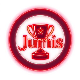 A vibrant, circular logo featuring neon red colors