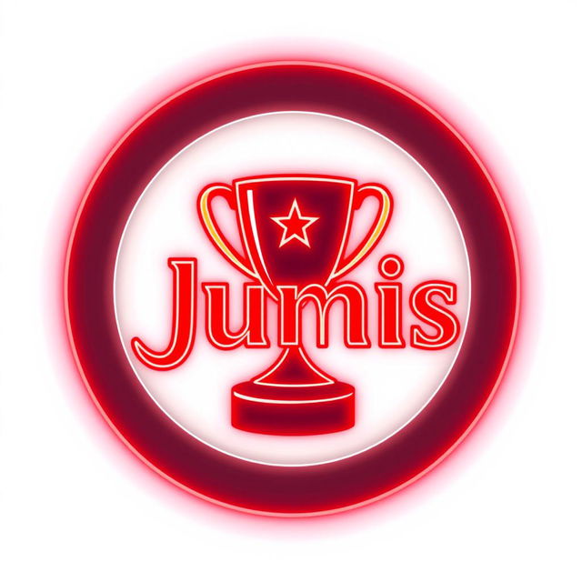 A vibrant, circular logo featuring neon red colors