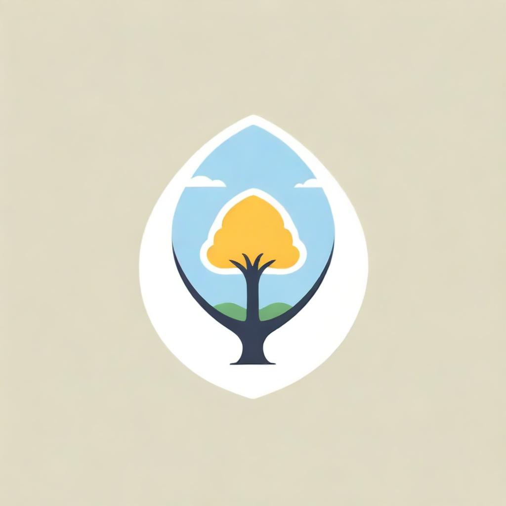 A VPN logo symbol with a backdrop of a flourishing linden tree in full bloom