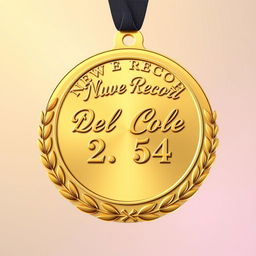 A gold medal design featuring the term 'Nuevo Record del Cole' artistically engraved on the front