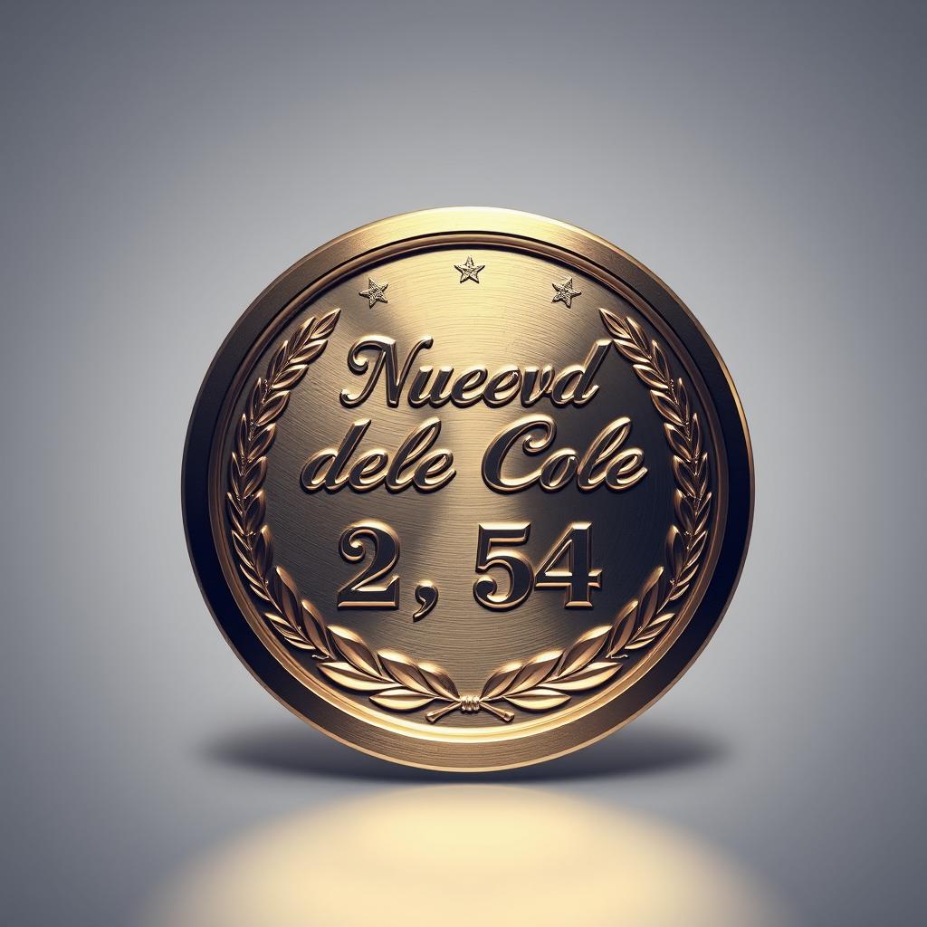 A gold medal design featuring the term 'Nuevo Record del Cole' artistically engraved on the front