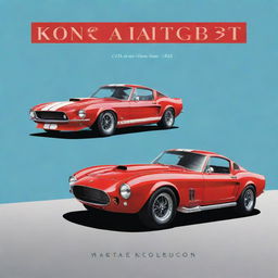 A vibrant cartoon book cover featuring a Mustang GT500 Shelby, a Bugatti Type 57 Atlantic, and a Ferrari 250 GTO.