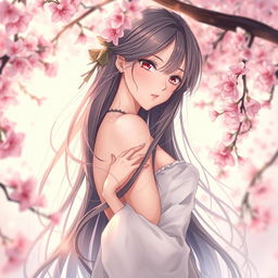 A detailed and artistic representation of an anime character in a beautifully composed scene