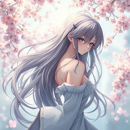 A detailed and artistic representation of an anime character in a beautifully composed scene