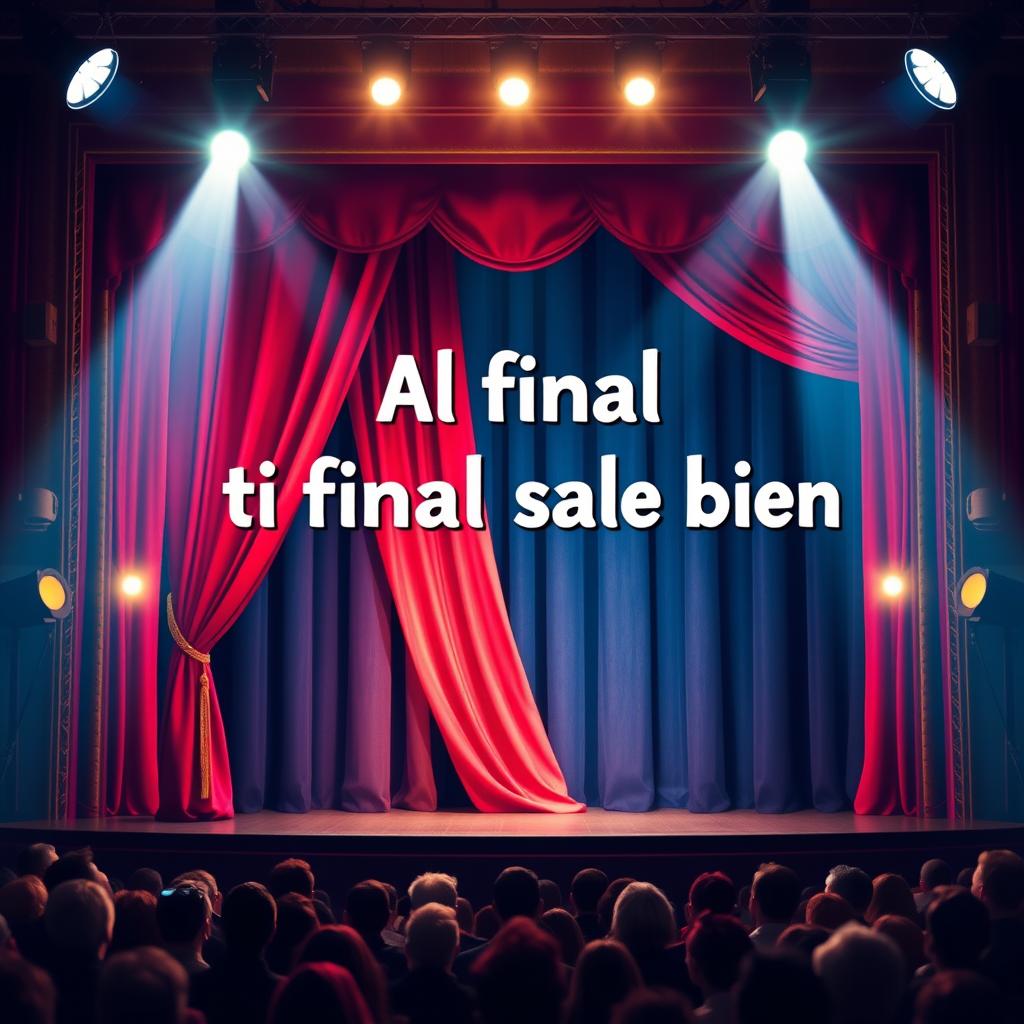 A vibrant comedy theater poster for a theater company titled 'Al final todo sale bien'