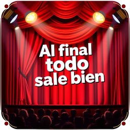 A vibrant comedy theater poster for a theater company titled 'Al final todo sale bien'
