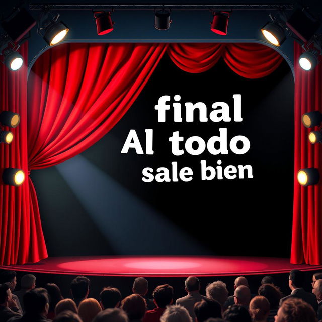 A vibrant comedy theater poster for a theater company titled 'Al final todo sale bien'