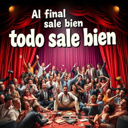 A comedic theater poster for a play titled 'Al final todo sale bien'