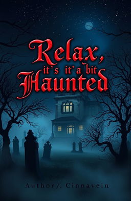 An old, eerie mansion looming in the dark night, shrouded in mist, with a nearby cemetery featuring crumbling tombstones and twisted trees casting shadows