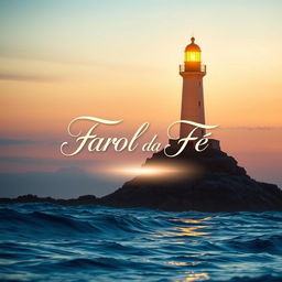 A captivating book cover design for a devotional titled "Farol da Fé"