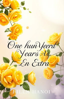 A stunning book cover designed in a fantasy style featuring vibrant yellow roses cascading across the front