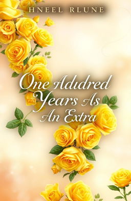 A stunning book cover designed in a fantasy style featuring vibrant yellow roses cascading across the front