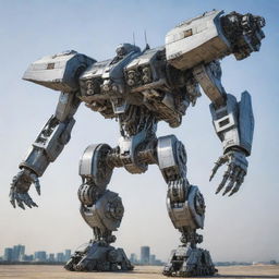 Design an intriguing image showcasing a jet plane dramatically transforming into a towering Mecha robot. Focus on the intricate details of mechanical parts during the transformation process