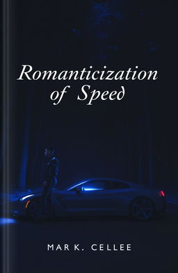 A dark forest at night, where a sleek sports car is parked on a road