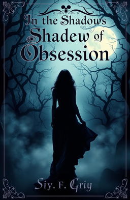 A dark romance book cover design for 'In the Shadows of Obsession'