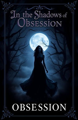 A dark romance book cover design for 'In the Shadows of Obsession'