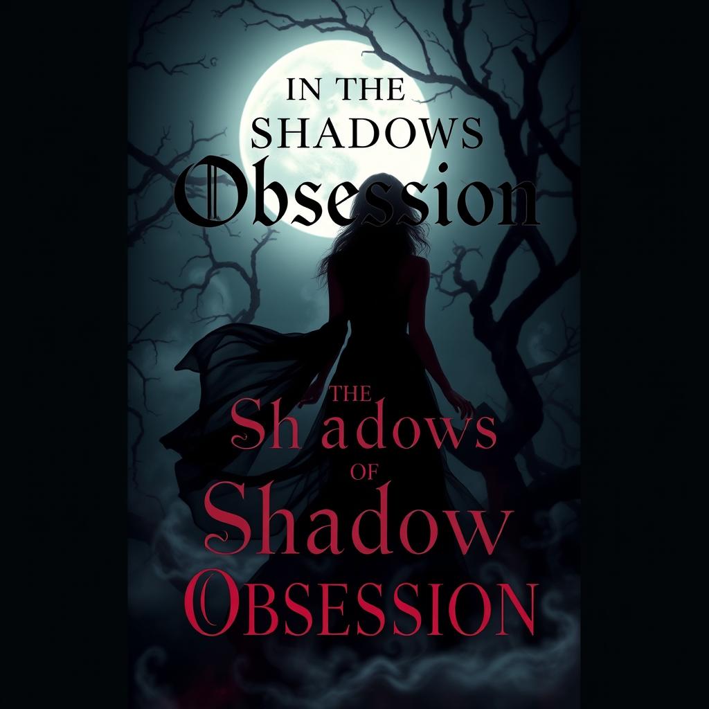 A captivating dark romance book cover design for 'In the Shadows of Obsession'