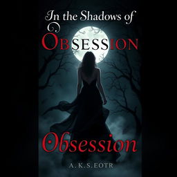 A captivating dark romance book cover design for 'In the Shadows of Obsession'