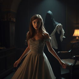 A dramatic scene of a heroine being chloroformed, depicted in a 3D style
