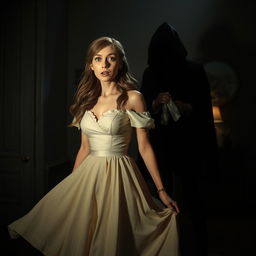 A dramatic scene of a heroine being chloroformed, depicted in a 3D style