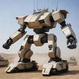 A variety of armored vehicles like tanks, humvees, and armored trucks successfully transformed into colossal, streamlined Mechas with detailed mechanical structure