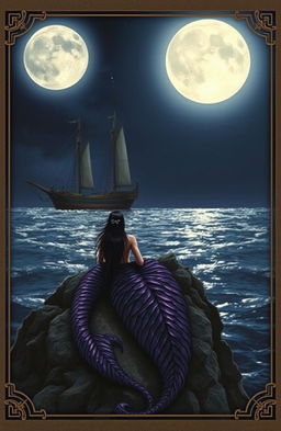 A dark and mysterious book cover featuring an ancient ship sailing on a moonlit night