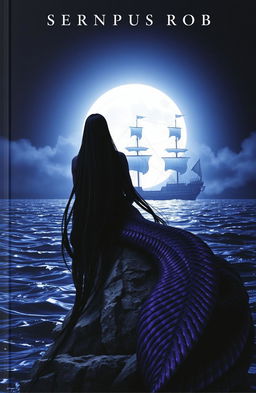 A dark and mysterious book cover featuring an ancient ship sailing on a moonlit night
