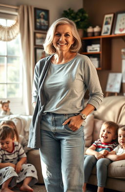 A heartfelt portrayal of a woman embodying strength and love, showcasing her as an adoring mother and devoted wife