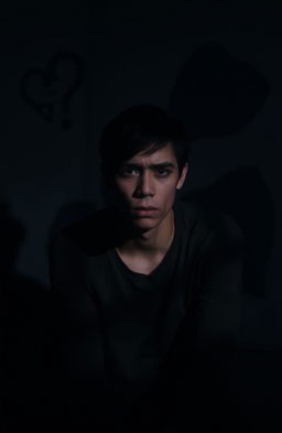 A somber portrait of a person sitting alone in a dimly lit room, their expression a mix of sadness and confusion