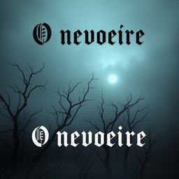 A chilling and atmospheric book cover for 'O nevoeiro', featuring a dense, eerie fog that blankets a dark, haunting landscape