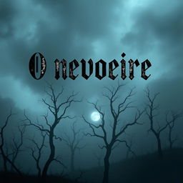 A chilling and atmospheric book cover for 'O nevoeiro', featuring a dense, eerie fog that blankets a dark, haunting landscape