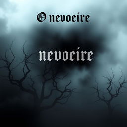 A chilling and ominous book cover for 'O nevoeiro', showcasing a thick, haunting fog that shrouds a dark, eerie landscape