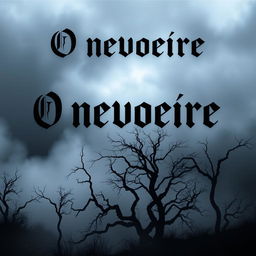 A chilling and ominous book cover for 'O nevoeiro', showcasing a thick, haunting fog that shrouds a dark, eerie landscape