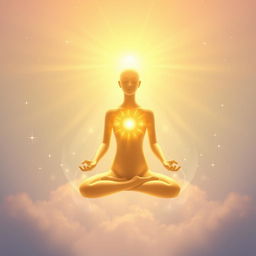 An enchanting and ethereal depiction of a 'Soul Golden Light Awakening'