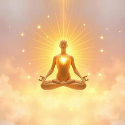 An enchanting and ethereal depiction of a 'Soul Golden Light Awakening'