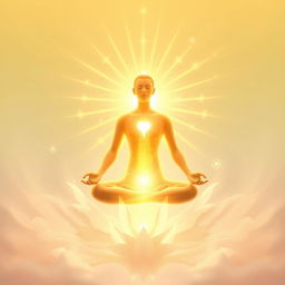 An enchanting and ethereal depiction of a 'Soul Golden Light Awakening'