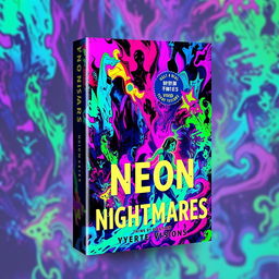 A striking book cover design for 'Neon Nightmares' by Vivid Visions